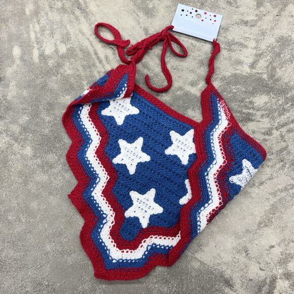 NWT Wild Fable Head Bandana Tie Adjust USA Oh My Stars Red White Blue - Picture 3 of 8